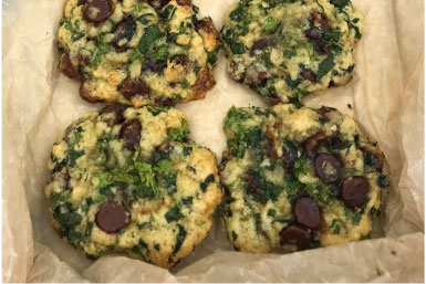 Kale cookies made with kale grown in the WCC Student Food Forest