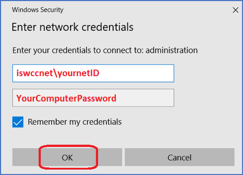 Enter your network credentials