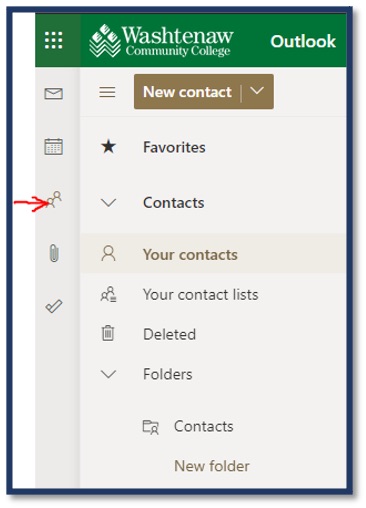 Outlook menu -- Contacts