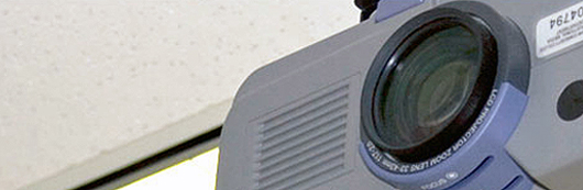 A mounted video projector.