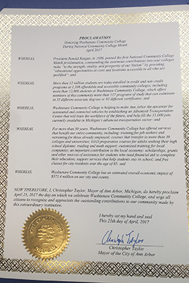 The official proclamation, which will be presented at the WCC Board of Trustees meeting on Tuesday, April 25.