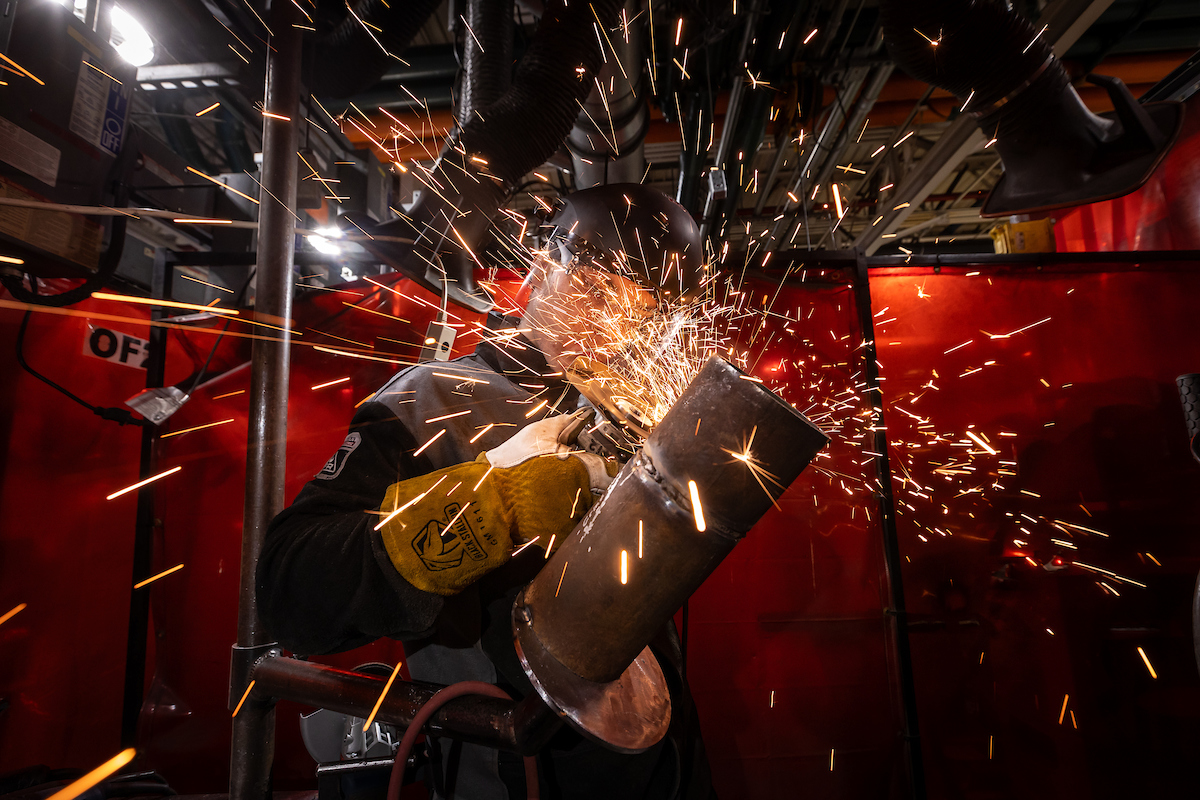 Image of student Steven Keppner welding.