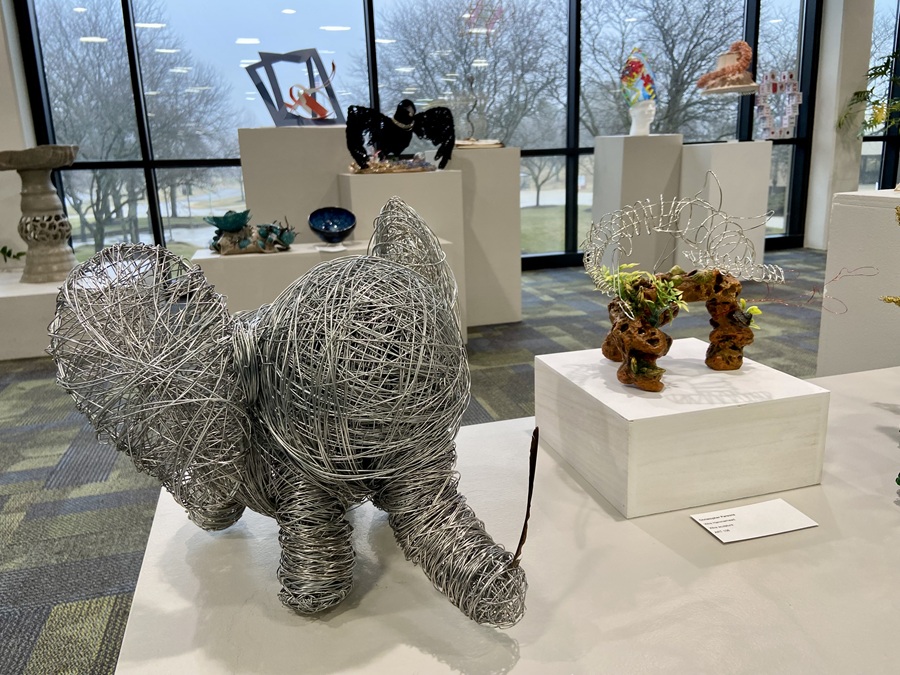 Wire art at the 2026 WCC Student Art Show