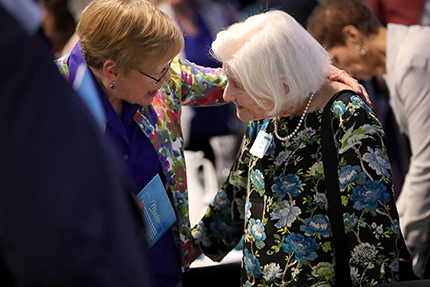 Irene Hasseberg Butter (right), a Holocaust survivor and Professor Emerita of Public Health at the University of Michigan, provided the keynote address for the event.