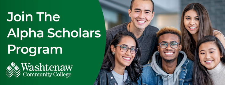 alpha scholars program banner with smiling students
