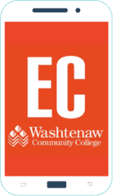 EC logo on cell phone screen